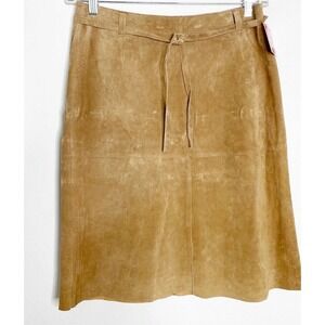Vtg Isaac Mizrahi Target Tan Suede Leather Skirt Tie Belt Size 10‎ NWT Western